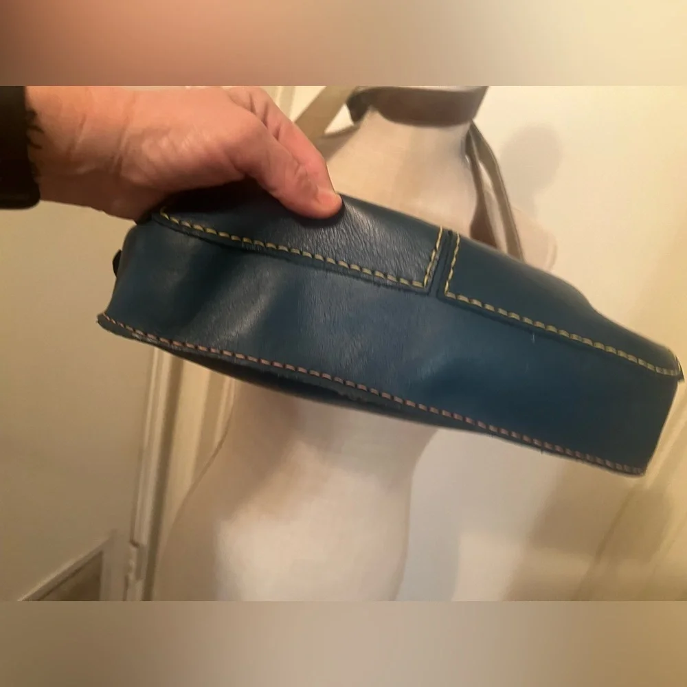 Owl Design Blue Leather messenger Bag